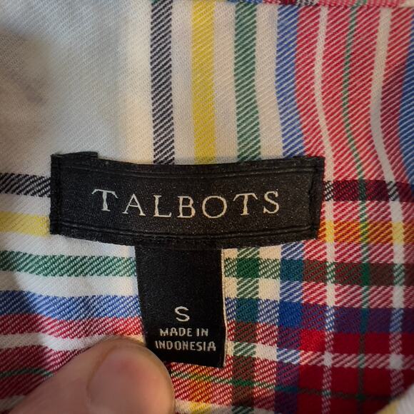 Talbots Button Shirt Woman's Small Long Sleeve Multi Color Plaid All Cotton - Picture 2 of 11